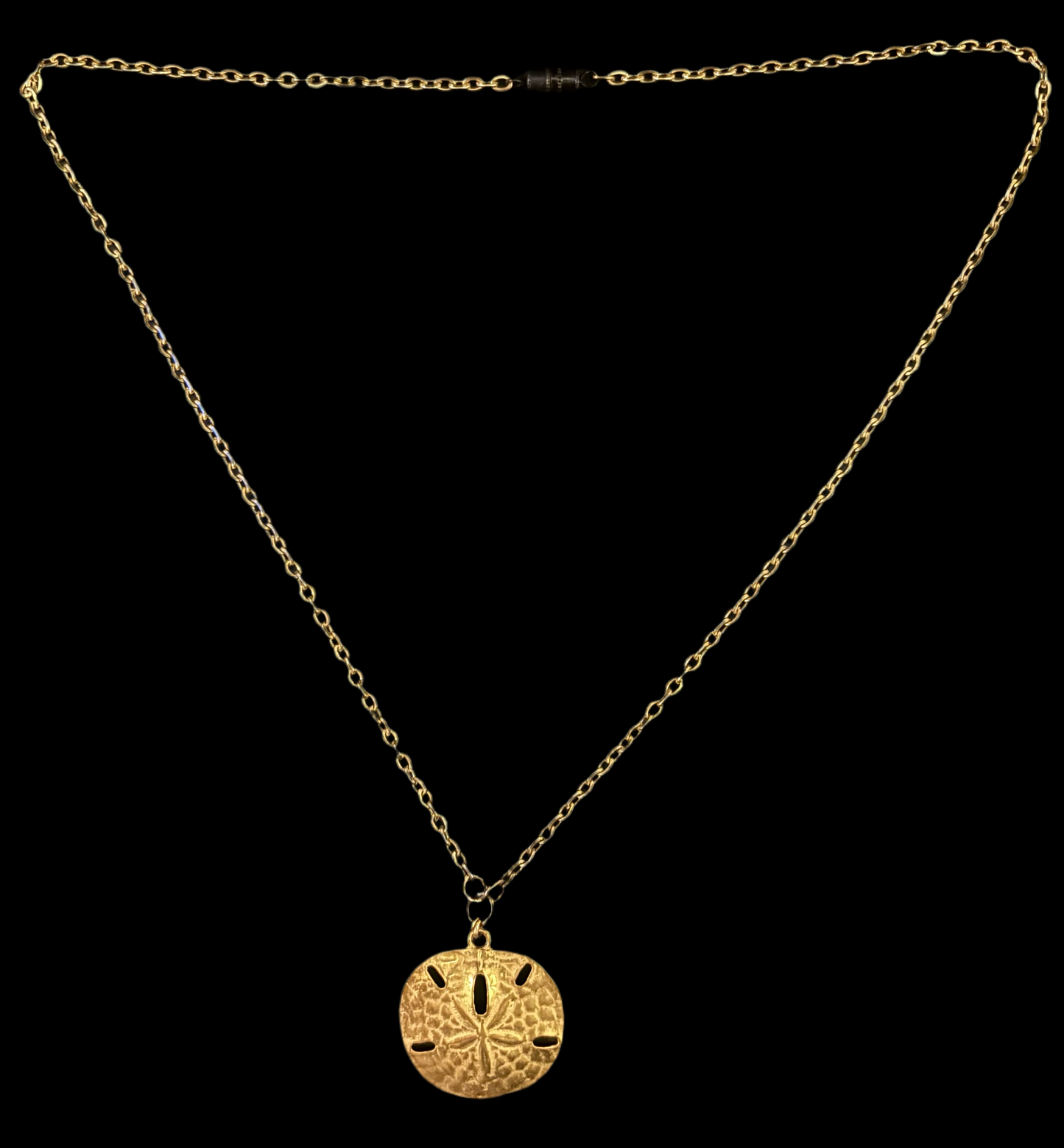Large Golden Sand Dollar Necklace (Thicker Chain)