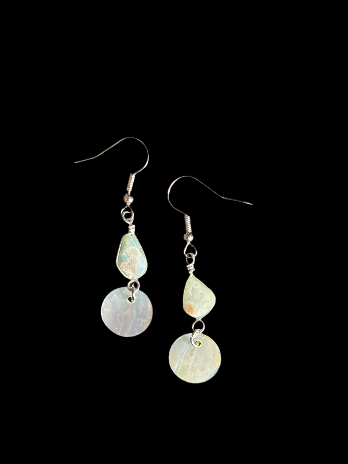 Blue Stone and Shell Earrings