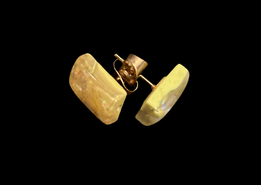 Rectangular Green Stud Earrings