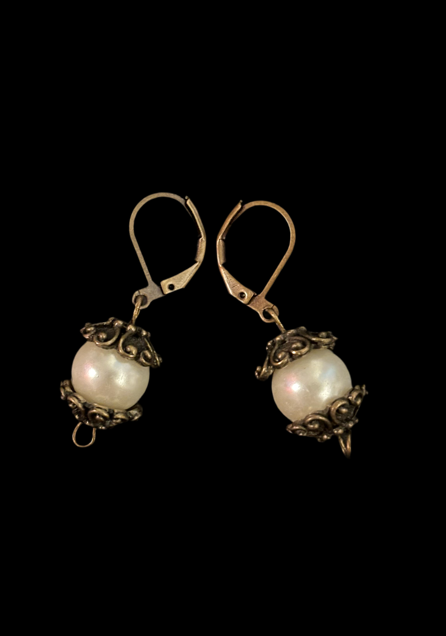 Ornate Costume Pearl Earrings