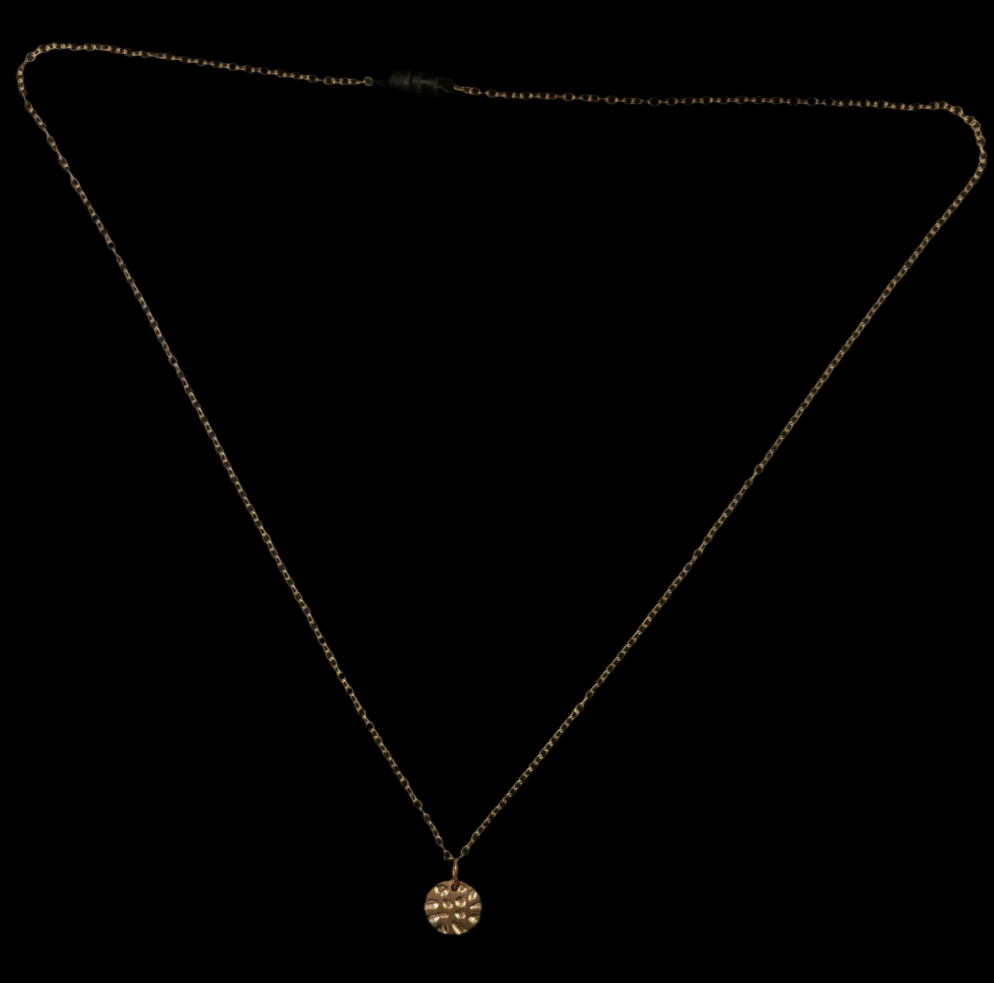 Dented Golden Disc Necklace