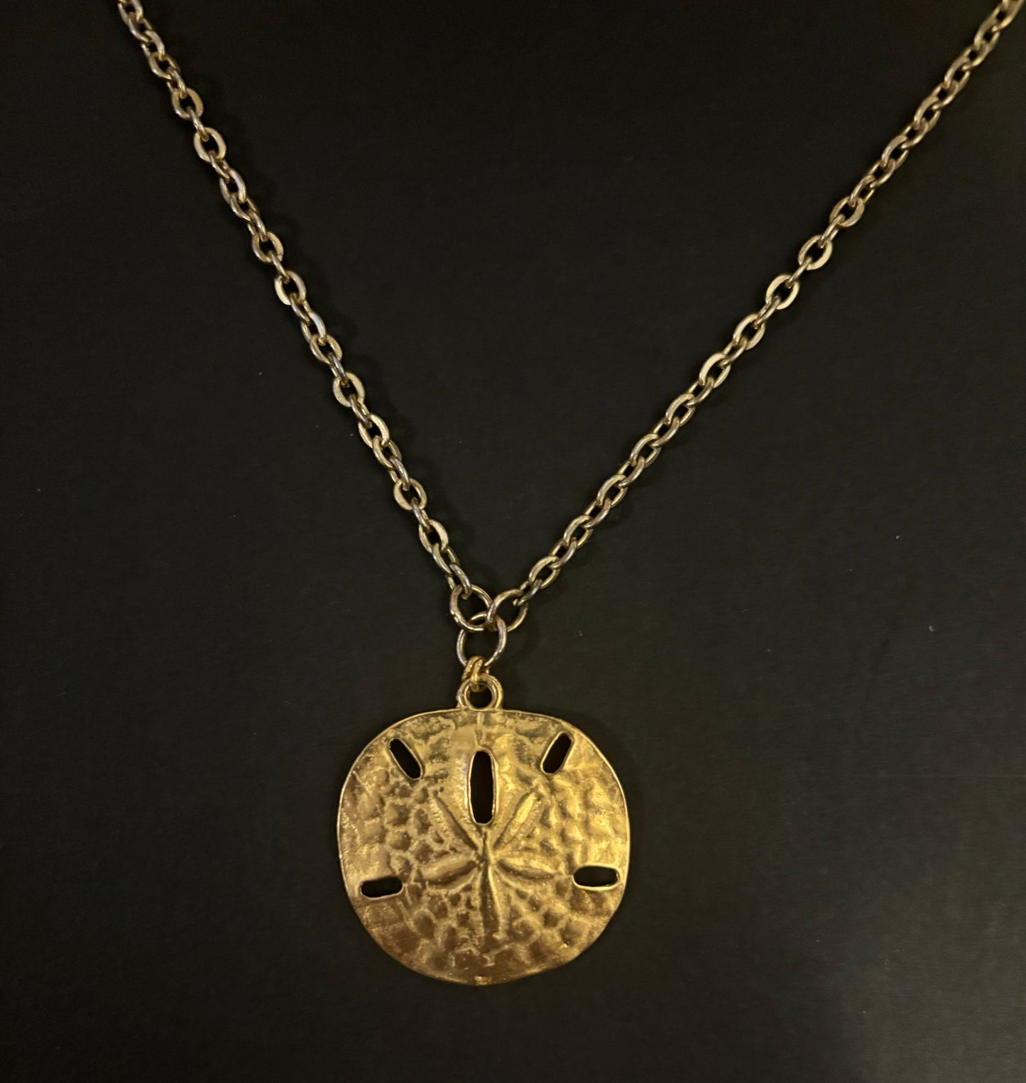 Large Golden Sand Dollar Necklace (Thicker Chain)