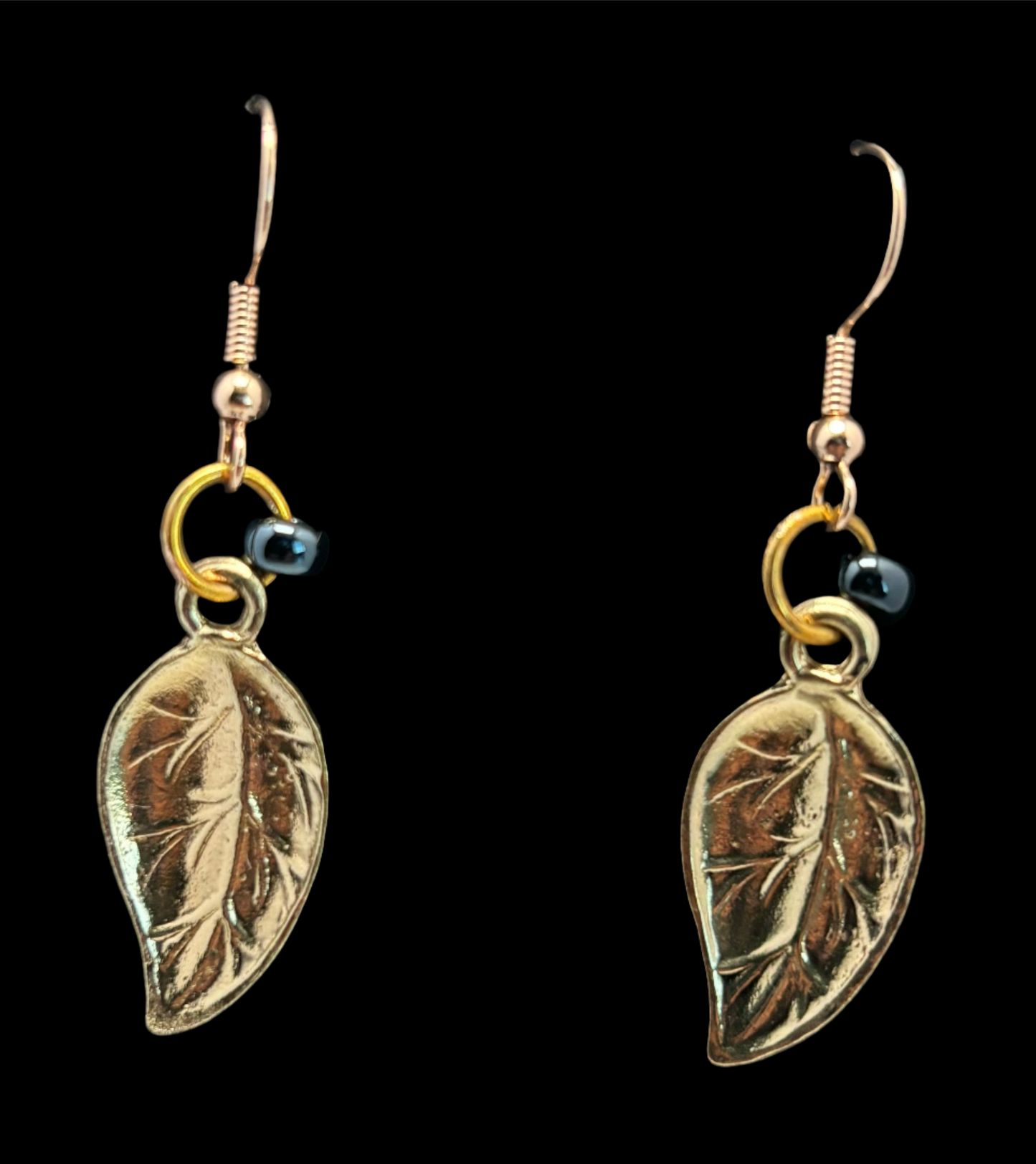 Golden Leaf and Black Bead